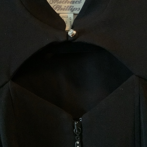 Michael Phillips knit jacket,size 10. It is black with rhinestone zipper. - Picture 6 of 6
